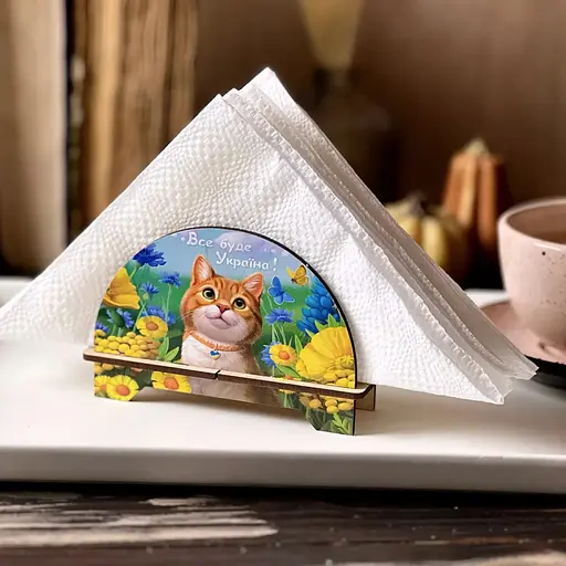 Дерев'яна серветниця "Рудий котик" Ubumblebees (ПСФ153) PSF153 декоративна - фото 2