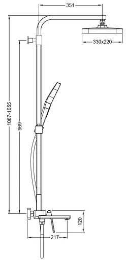 Душова система Koer KB-56031-05 3 функції KR5439, Чорний матовий - фото 2