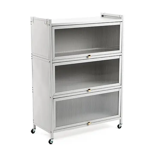 Шафа для зберігання Wall Sticker мобільна розкладна триярусна зі сталі 70х36х112.8 см світло-сіра SW-00002116 - фото 1