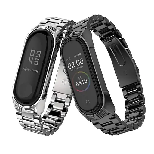 Ремінець для фітнес-браслета Boorui для Xiaomi Mi Band 7 металевий чорний - фото 5