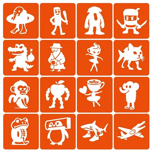 Набор трафаретов для биотату "Итальянский брейнрот №1" Fresh Tattoo Italian-brainrot_6x6_16_1 - фото 1