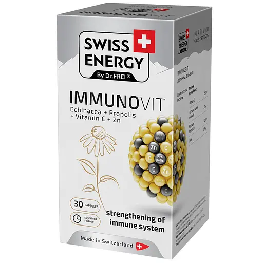 Підтримка імунітету Swiss Energy ImmunoVit Echinacea+Propolis+Vitamin C+Zn 30 капсул - фото 2