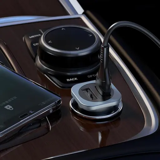 Комплект для авто - зарядный и кабель Type-C - HOCO NZ4 Wise road dual port car charger set черный - фото 3