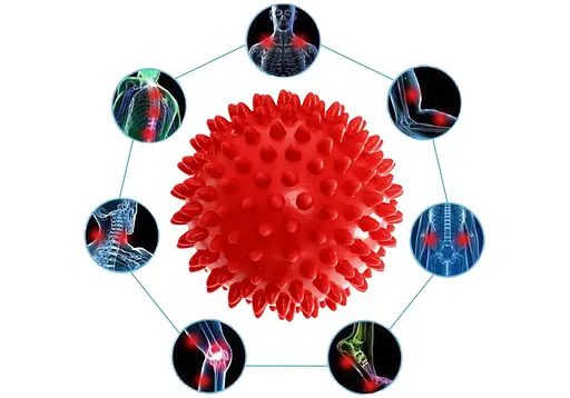 Масажний м'ячик EasyFit PVC 7.5 см м'який (надувний) червоний (EF-1058-R) - фото 2