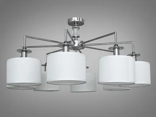 Изысканная, современная люстра с тканевыми абажурами на 8 рожков, цвет-хром - фото 1