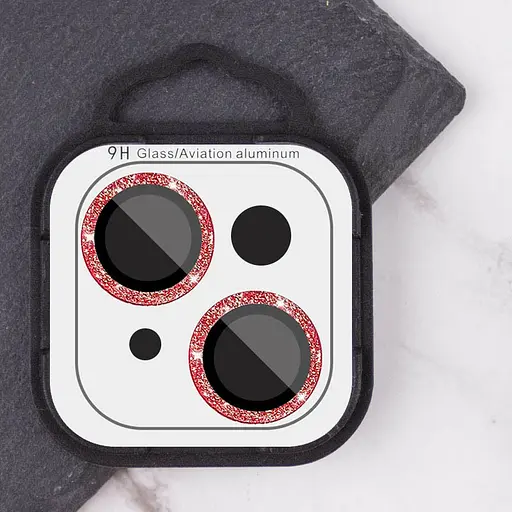Захисне скло Epik Metal Sparkles на камеру у упак. для Apple iPhone 15, 6.1/15 Plus 6.7 Червоний/Red - фото 5