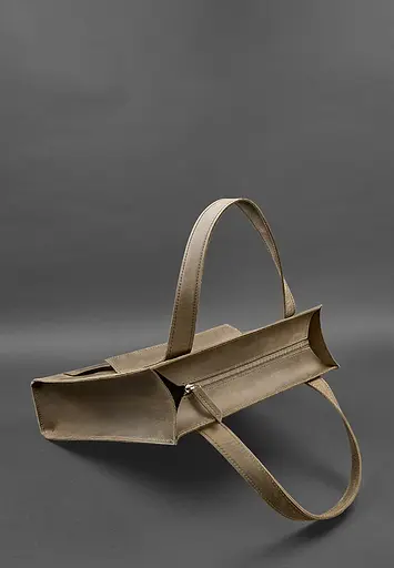 Шкіряна жіноча сумка шоппер Бетсі з кишенею темно-коричнева - фото 5