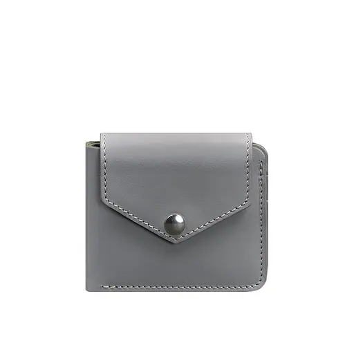 Шкіряне портмоне 4.2 на кнопці сіре - фото 10