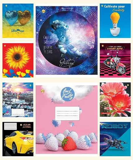 Зошити учнівські 36 аркушів лінія Люкс 12431 Мікс1 20 шт. в упаковці