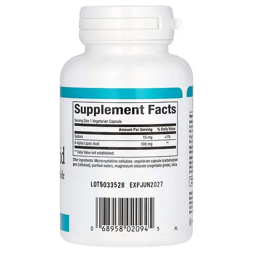 Натуральная добавка Natural Factors R-Lipoic Acid 100 mg, 60 вегакапсул для антиоксидантной защиты - фото 2
