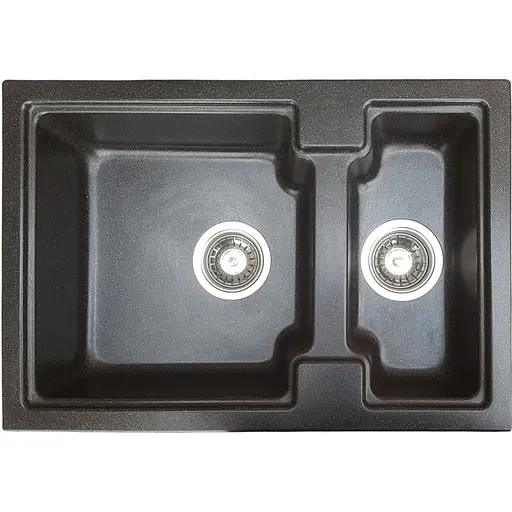 Гранітна кухонна мийка Romzha Patrat 62D Antracit (902) з 1.5 чашами - фото 1