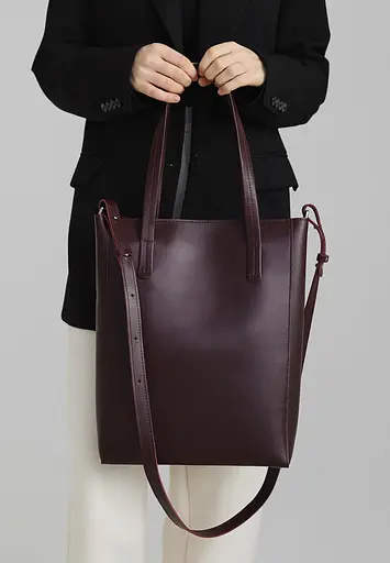 Шкіряний шоппер Nancy бордова - фото 6