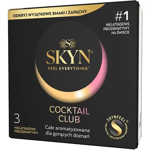 Презервативи Skyn Cocktail Club 3 шт, смаки Pina Colada, Cherry Sunrise та Passion Daiquiri