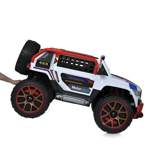 Электромобиль детский M 5850EBLR-1 Джип 4 мотора 45W 2 аккумулятора 12V7A MP3 USB светло-бело-красный - фото 5