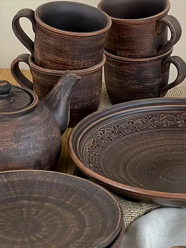 Столовий сервіз керамічного (глиняного) посуду для чаювання на 4 чоловік Гладкий - фото 5