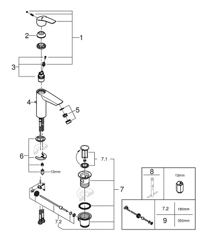 Змішувач для умивальника Grohe EuroSmart М-size одноважільний Хром 30412 - фото 5