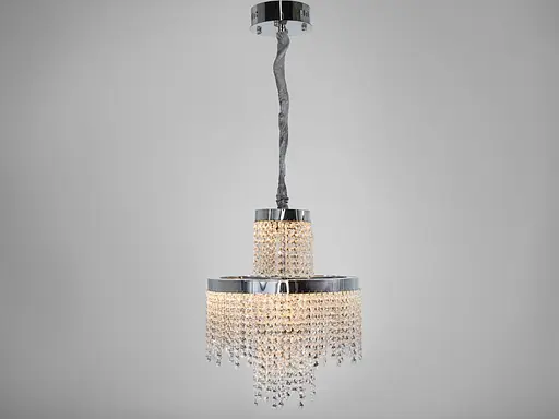 Кришталева люстра LED 376 золотиста з двома рівнями підвісок - фото 3