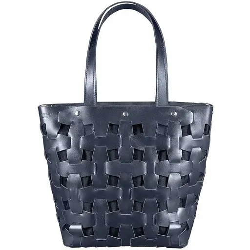 Шкіряна плетена жіноча сумка Пазл L синя Crazy Horse - фото 1