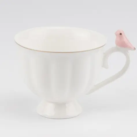Фарфоровый кофейный чайный сервиз Птичий шепот 260 мл на 6 персон Белый 9292-004 - фото 2