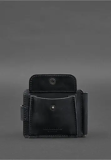 Кожаный портмоне 13.1 зажим с хлястиком Черный Crazy Horse - фото 7