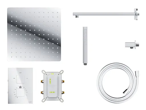 Душова система Corsan Ango 30 хром з термостатом + BOX прихованого монтажу ZA30TCH, Хром - фото 5