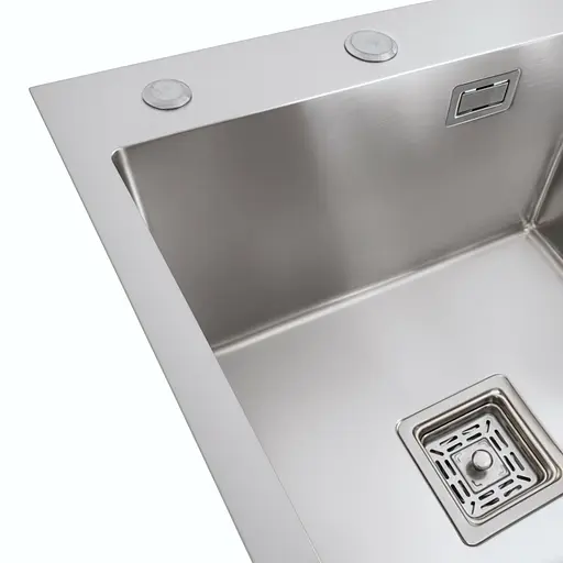 Кухонна мийка Platinum Handmade 650x500x230 L нержавійка (квадратний сифон 3,0/1,0), Нержавіюча сталь - фото 5