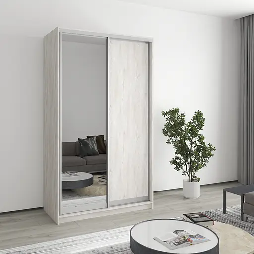 Шафа-купе дводверна MebelStar Стандарт AL ДСП/Дзеркало 120x60x210 см Аляска сірий (MBS-2452)