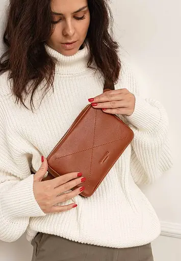 Шкіряна поясна сумка Dropbag Mini світло-коричнева - фото 2