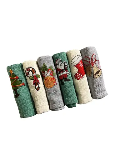 Набір 6 вафельних рушників 40х60 см New Year TC303375646 - фото 3