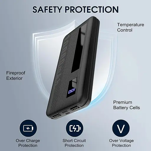 Зовнішній акумулятор Dbasne Power Bank ємністю 10000 мАг, 15 Вт з USB-входом - фото 4