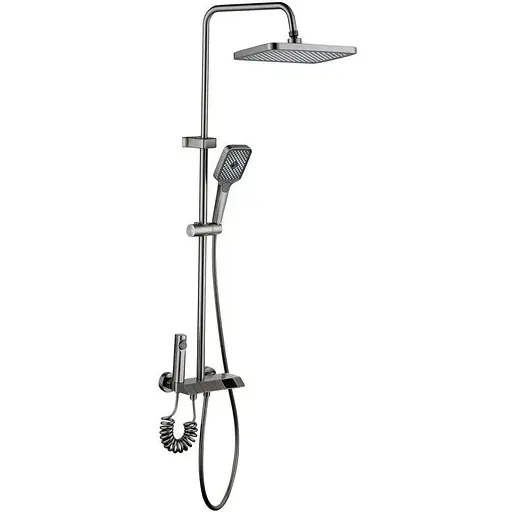 Душева система Mixxus Premium Neptune 009-J з кнопкою перемикання 4 режими graphite MI6833, Графіт - фото 1