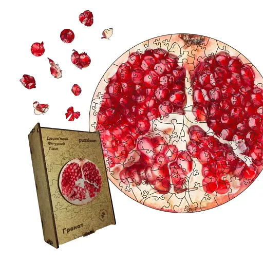 Дерев'яний фігурний пазл Гранат, А4, Картонна коробка 100 елементів