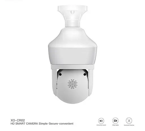Внутренняя поворотная WiFi-видеокамера XO CR02 Magic Light Bulb EU 3 Мп для видеонаблюдения Белая - фото 4