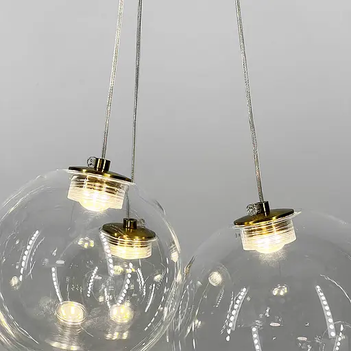 Світильник із 3-ма плафонами різних розмірів у латунному корпусі | Line F | Арт. AA222/3 AB - фото 4