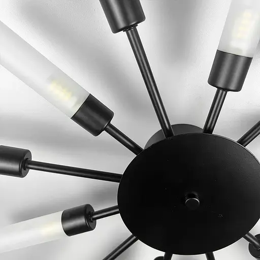 Потолочная черная люстра в форме солнечных лучей на 12 плафонов G9 Ø 69х8 см Line F | Ст. 1276/12 BK - фото 4