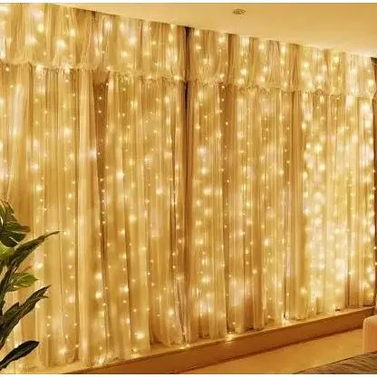 Новогодняя светодиодная гирлянда-штора Роса 3x3 м с 480 Тепло белыми LED лампочками и питанием USB - фото 1