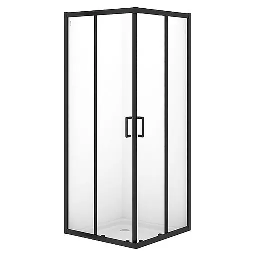 Душевая кабина Cersanit Brasco 80x80 см квадратная раздвижная прозрачное стекло на мелком поддоне black S601-228, прозрачная, черная - фото 1