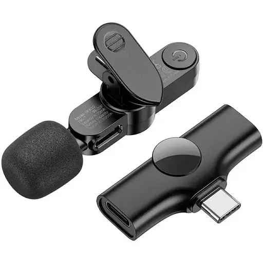 Мікрофон петличний Borofone BFK12 Trophy lavalier wireless digital microphone Type-C чорний - фото 1