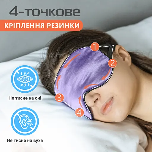 Подарунковий набір Чумацький Шлях: шовкова маска + шовкова резинка для волосся розмір S Лавандовий (1221-02) - фото 3