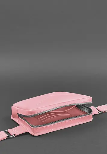 Шкіряна жіноча поясна сумка Dropbag Mini рожева - фото 5
