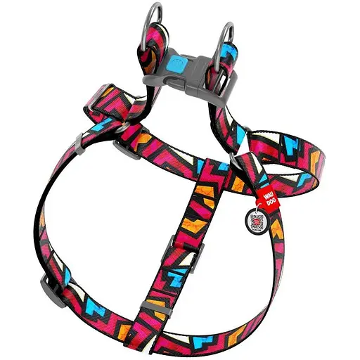 Шлея для собак Waudog Nylon з QR паспортом, малюнок "Графіті", пластиковий фастекс - фото 2