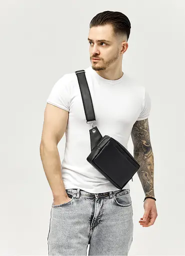 Мужская сумка бананка Sambag Harvi черная 24×16×6 см (88213001m) - фото 1