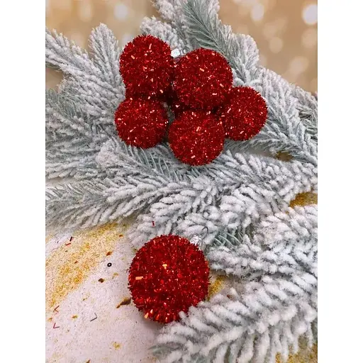 Набір ялинкових куль Їжачок 40 мм елегантний святковий 8 шт Червоний - фото 1