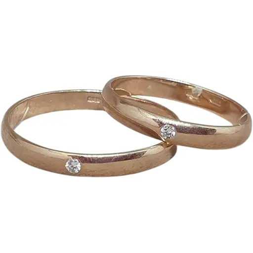 Обручальное золотое кольцо Qvaliz с бриллиантом. Б/А 1.67, 0.02, 18,5