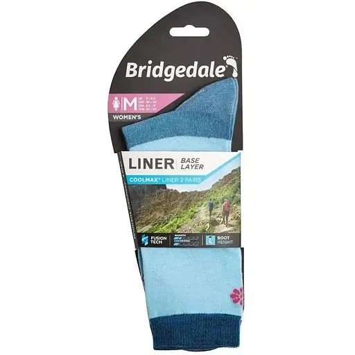 Носки Bridgedale Liner Coolmax Boot 2pr pk Wmn M Sky (1053-710605.402.M) - фото 3