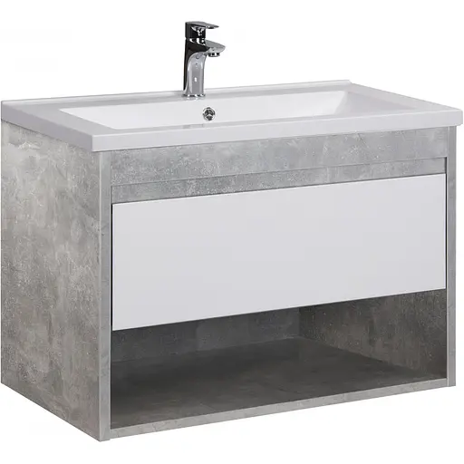 Тумба Мойдодир Oslo 80 Loft з умивальником Cosmo 80 бетон/Білий Сірий - фото 1
