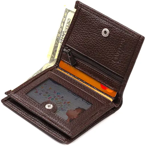 Мужской кожаный кошелек Canpellini 9.5х10.2х1 см acs0025716 - фото 4