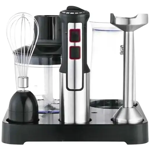 Занурювальний блендер Rainberg-2293B 6в1 з підставкою Чорний 1200 Вт - фото 1