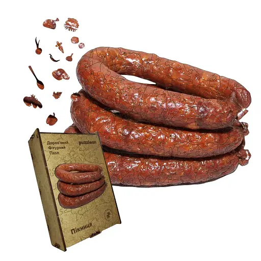 Дерев'яний фігурний пазл Пікниця, А3, Дерев'яна коробка 200 елементів