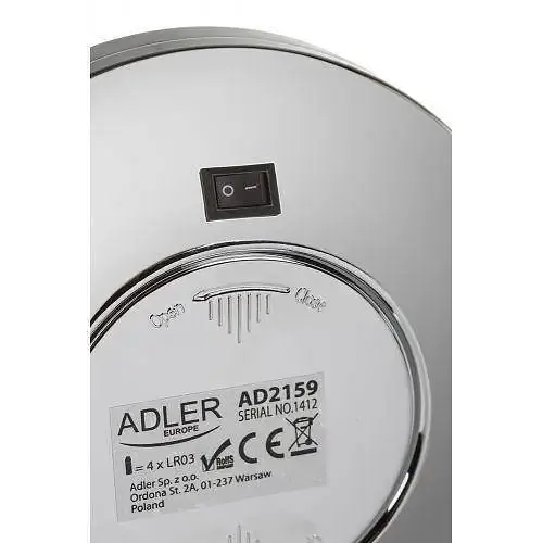 Зеркало Adler AD 2159 яркой LED подсветкой в ​​серебристом хромированном корпусе - фото 2